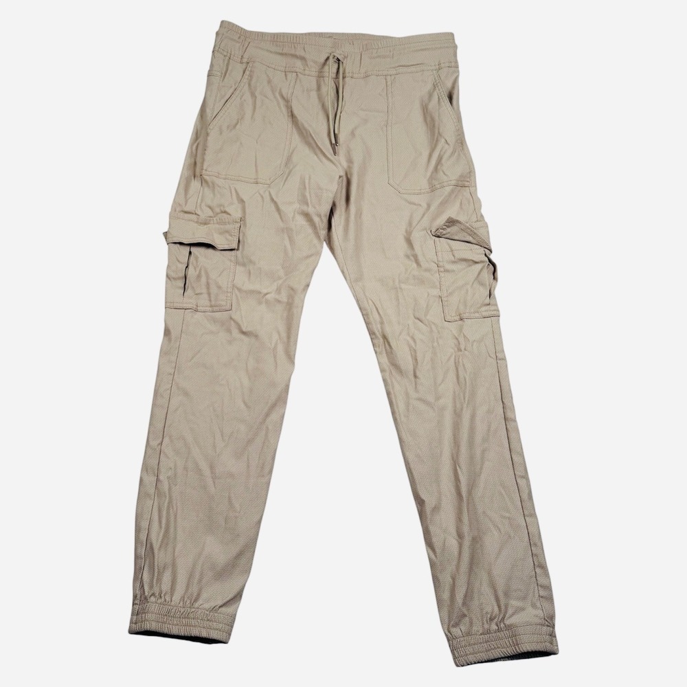 Bevy Flog Jogger Pants Womens 30 Tan Beige Textured Cotton Cargo Elastic Waist